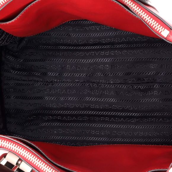 Prada Belted Concept Double Zip Tote Calfskin Small Red - Picture 5 of 12